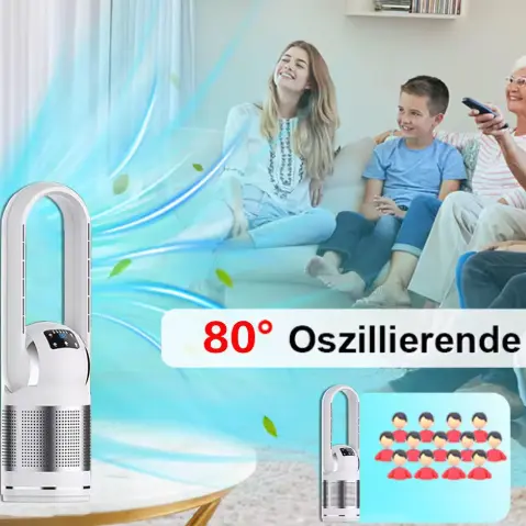Multifunksjonell Smart Home HEPA-filterluftrenser med bladløs varmeapparat og kjølevifte